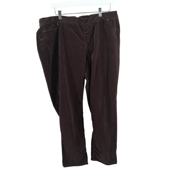 Catherines Pants - Catherines Brown Corduroy Pants Womens 1X Elastic Waist Pull On Casual Comfy